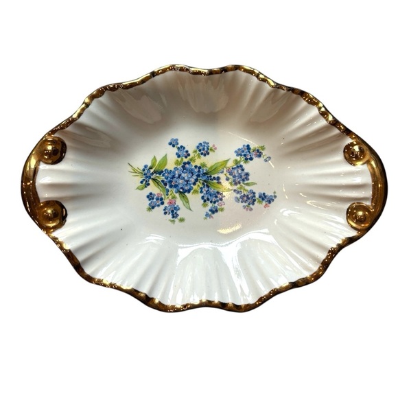 Holley Ross Other - Vintage Holley Ross China Dish – Blue Floral with 22k Gold Trim – LaAnna PA